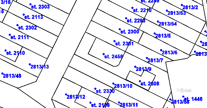 Parcela st. 2458 v KÚ Kojetín, Katastrální mapa
