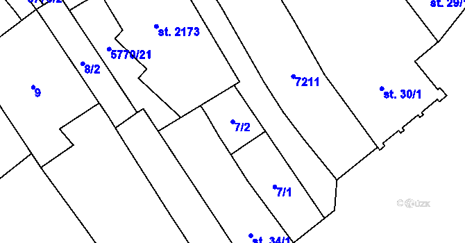 Parcela st. 7/2 v KÚ Kojetín, Katastrální mapa