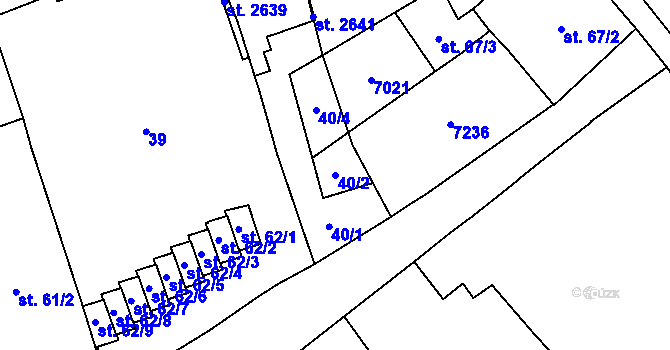 Parcela st. 40/2 v KÚ Kojetín, Katastrální mapa
