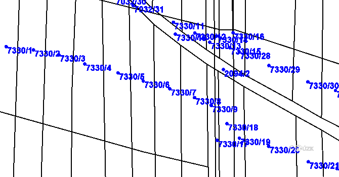 Parcela st. 7330/7 v KÚ Kojetín, Katastrální mapa