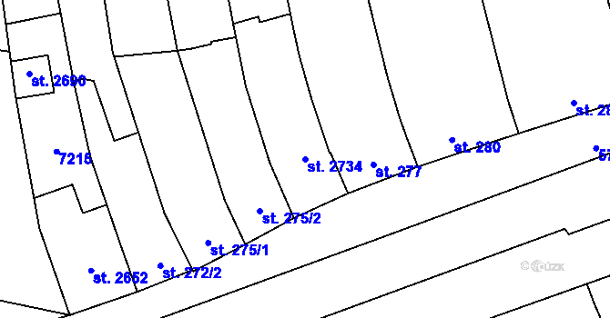 Parcela st. 2734 v KÚ Kojetín, Katastrální mapa
