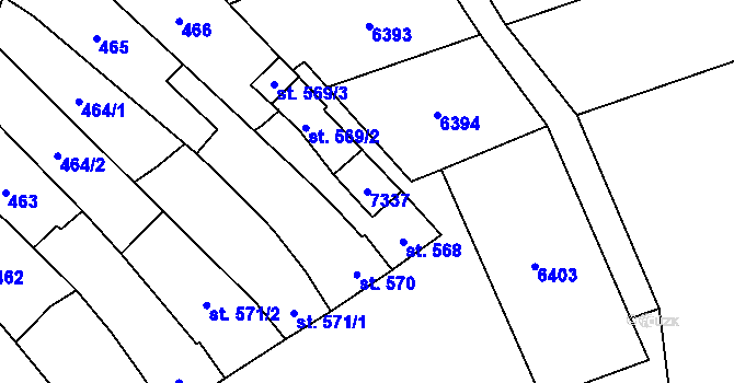 Parcela st. 7337 v KÚ Kojetín, Katastrální mapa
