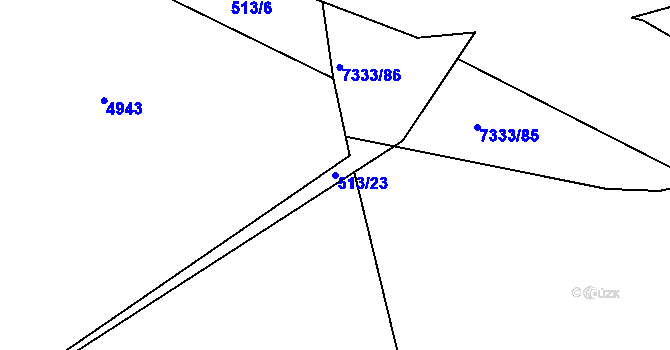 Parcela st. 513/23 v KÚ Kojetín, Katastrální mapa