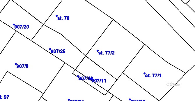 Parcela st. 77/2 v KÚ Kojice, Katastrální mapa