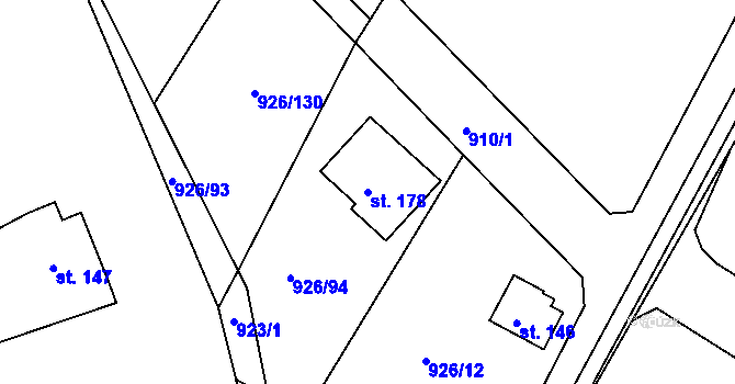 Parcela st. 178 v KÚ Kojice, Katastrální mapa