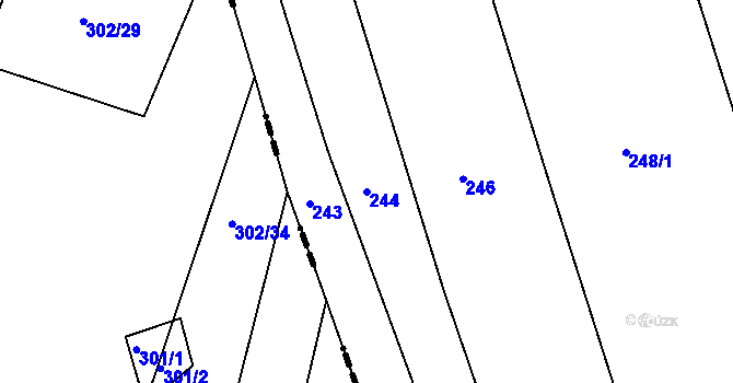 Parcela st. 244 v KÚ Kojice, Katastrální mapa