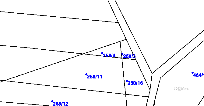 Parcela st. 258/4 v KÚ Kojice, Katastrální mapa