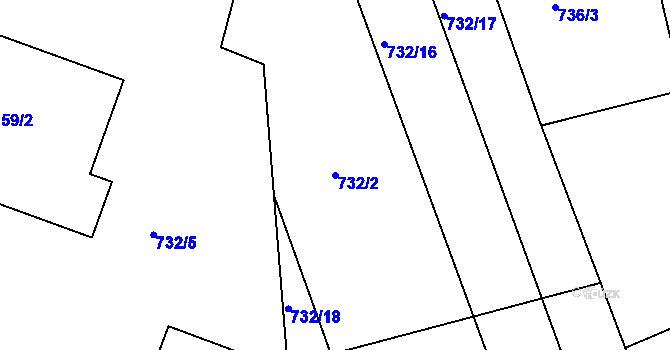 Parcela st. 732/2 v KÚ Kojice, Katastrální mapa