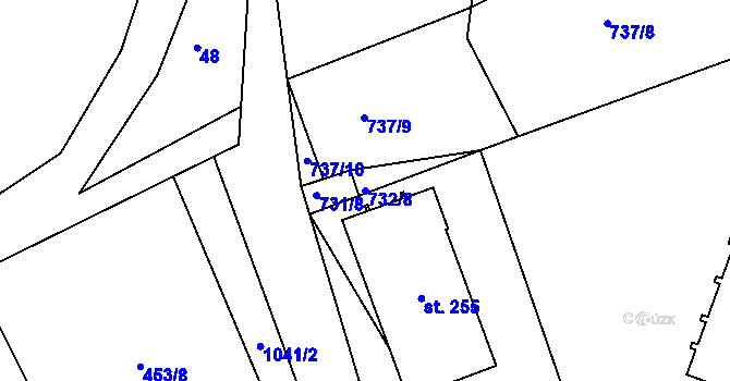 Parcela st. 732/8 v KÚ Kojice, Katastrální mapa