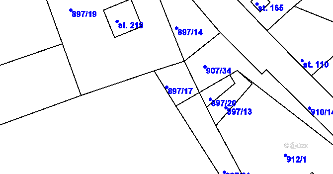 Parcela st. 897/17 v KÚ Kojice, Katastrální mapa