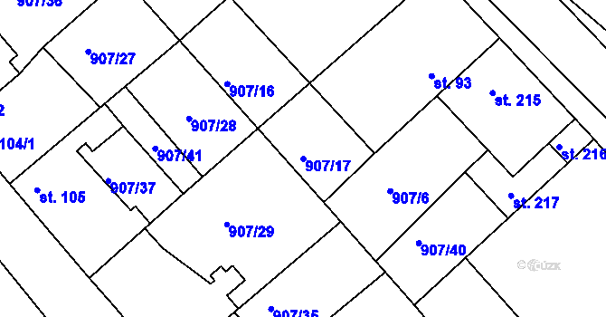 Parcela st. 907/17 v KÚ Kojice, Katastrální mapa