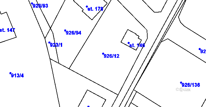 Parcela st. 926/12 v KÚ Kojice, Katastrální mapa