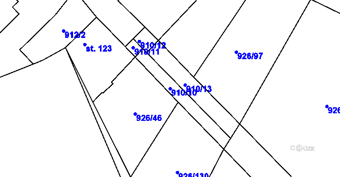 Parcela st. 910/10 v KÚ Kojice, Katastrální mapa