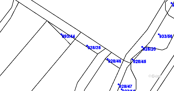 Parcela st. 928/28 v KÚ Kojice, Katastrální mapa