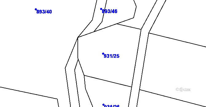 Parcela st. 931/25 v KÚ Kojice, Katastrální mapa