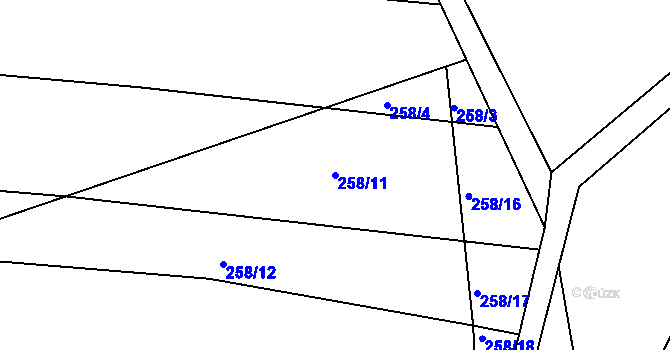 Parcela st. 258/11 v KÚ Kojice, Katastrální mapa
