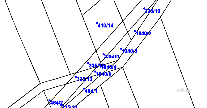 Parcela st. 335/11 v KÚ Kojice, Katastrální mapa