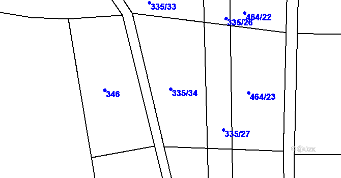 Parcela st. 335/34 v KÚ Kojice, Katastrální mapa