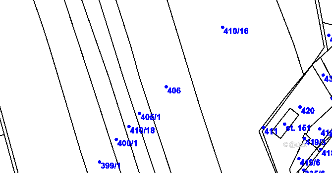 Parcela st. 406 v KÚ Kojice, Katastrální mapa