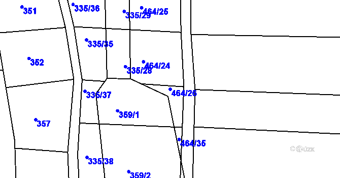 Parcela st. 464/26 v KÚ Kojice, Katastrální mapa