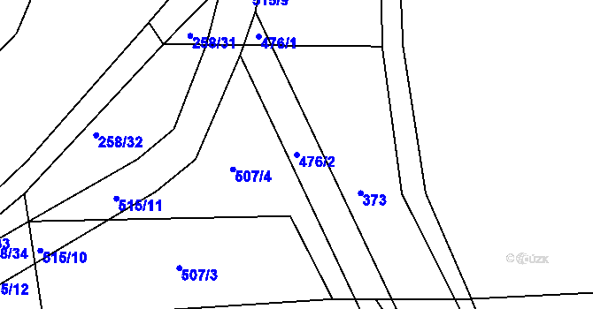 Parcela st. 476/2 v KÚ Kojice, Katastrální mapa