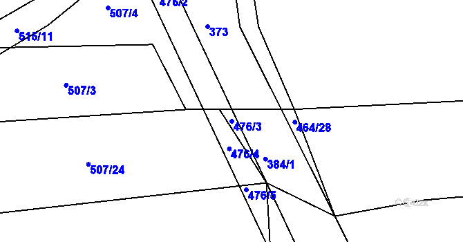 Parcela st. 476/3 v KÚ Kojice, Katastrální mapa