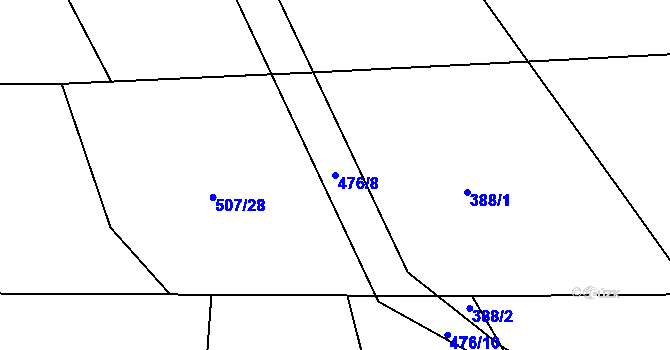 Parcela st. 476/8 v KÚ Kojice, Katastrální mapa