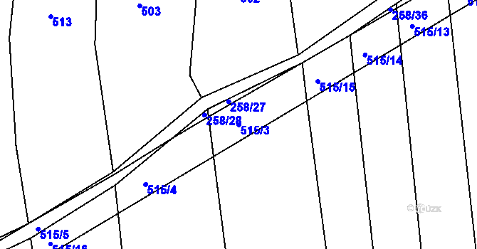 Parcela st. 515/3 v KÚ Kojice, Katastrální mapa