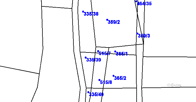 Parcela st. 515/7 v KÚ Kojice, Katastrální mapa
