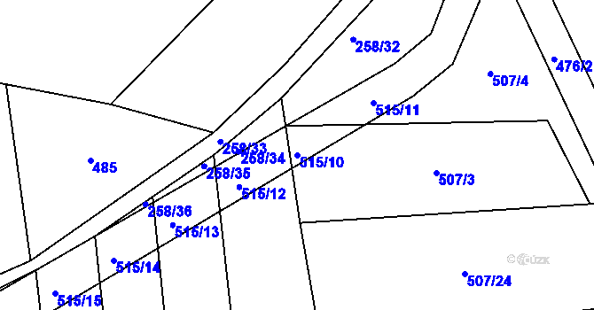 Parcela st. 515/10 v KÚ Kojice, Katastrální mapa