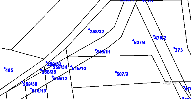 Parcela st. 515/11 v KÚ Kojice, Katastrální mapa