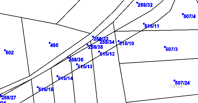 Parcela st. 515/12 v KÚ Kojice, Katastrální mapa