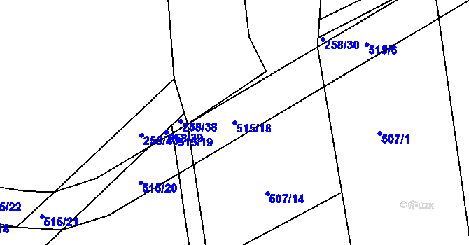Parcela st. 515/18 v KÚ Kojice, Katastrální mapa