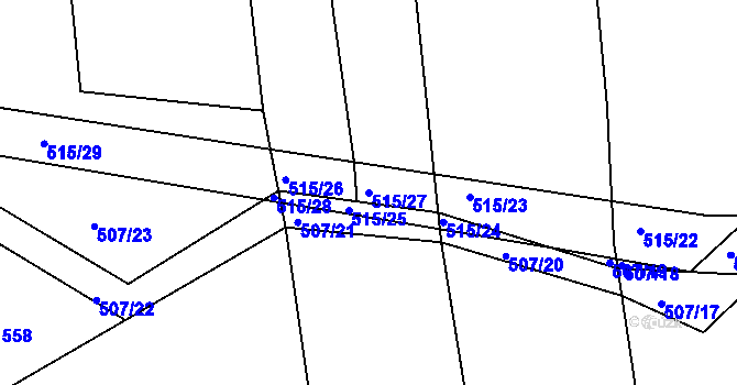 Parcela st. 515/27 v KÚ Kojice, Katastrální mapa