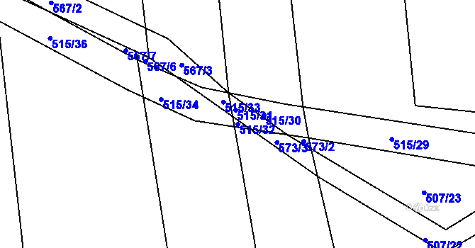 Parcela st. 515/32 v KÚ Kojice, Katastrální mapa