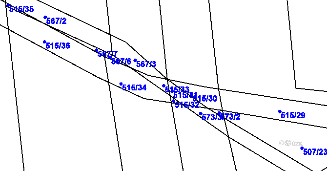 Parcela st. 515/33 v KÚ Kojice, Katastrální mapa