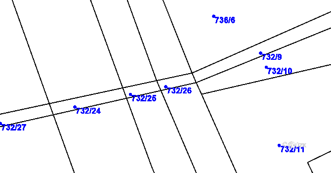 Parcela st. 732/26 v KÚ Kojice, Katastrální mapa