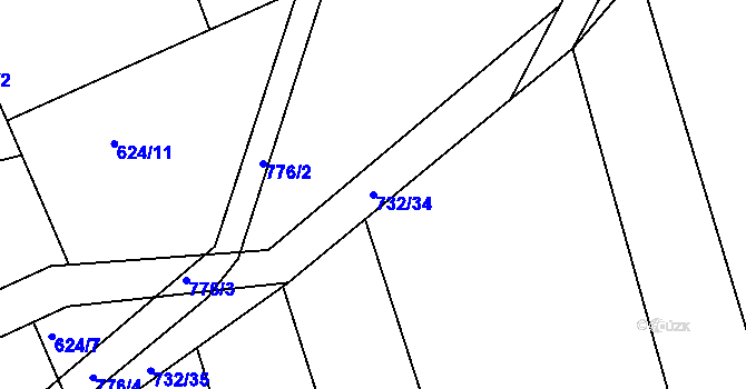 Parcela st. 732/34 v KÚ Kojice, Katastrální mapa