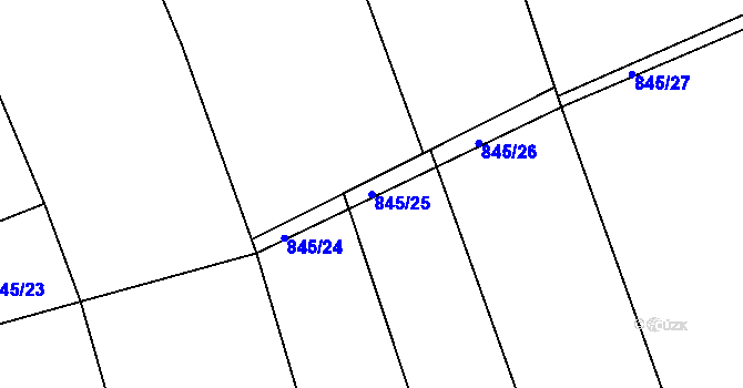 Parcela st. 845/25 v KÚ Kojice, Katastrální mapa