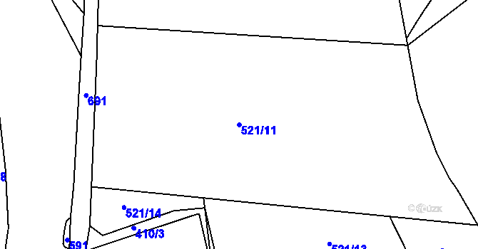 Parcela st. 521/11 v KÚ Čeliv, Katastrální mapa