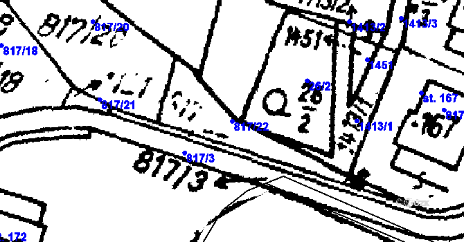 Parcela st. 817/22 v KÚ Kokašice, Katastrální mapa