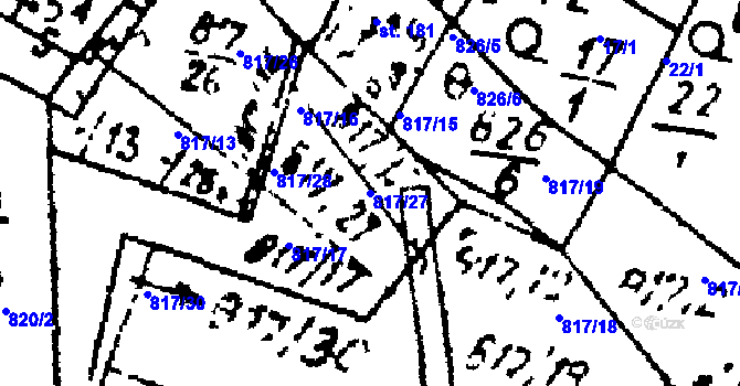 Parcela st. 817/27 v KÚ Kokašice, Katastrální mapa