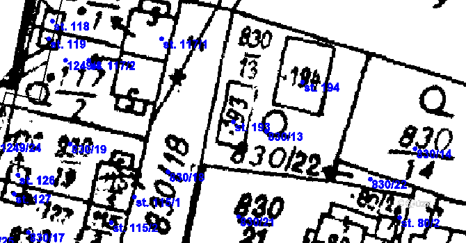 Parcela st. 193 v KÚ Kokašice, Katastrální mapa