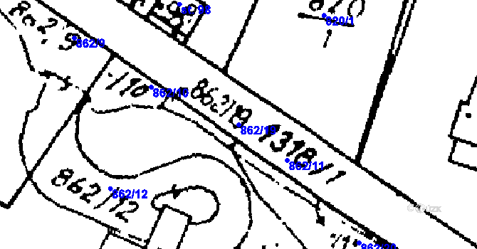 Parcela st. 862/19 v KÚ Kokašice, Katastrální mapa
