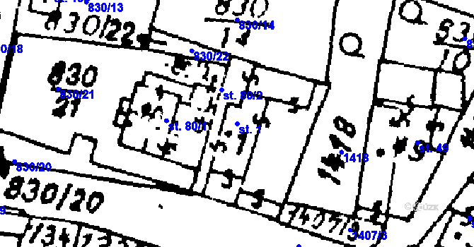 Parcela st. 1 v KÚ Kokašice, Katastrální mapa