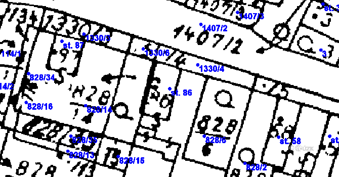 Parcela st. 86 v KÚ Kokašice, Katastrální mapa