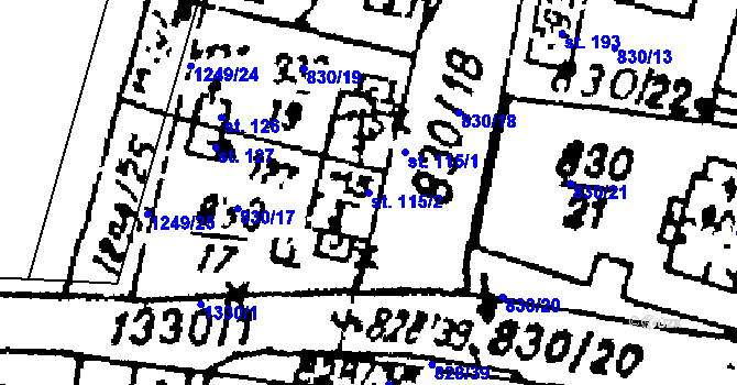 Parcela st. 115/2 v KÚ Kokašice, Katastrální mapa