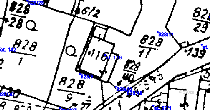Parcela st. 116 v KÚ Kokašice, Katastrální mapa
