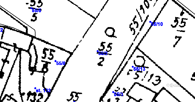 Parcela st. 55/2 v KÚ Kokašice, Katastrální mapa