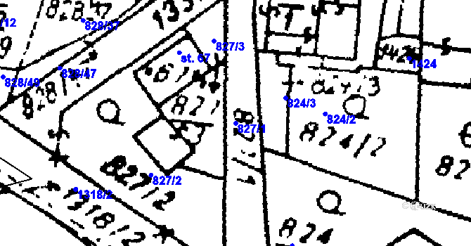 Parcela st. 827/1 v KÚ Kokašice, Katastrální mapa